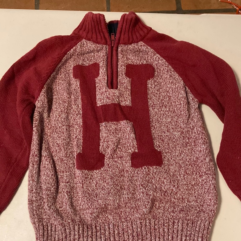Boys knit “H” quarter zip sweater